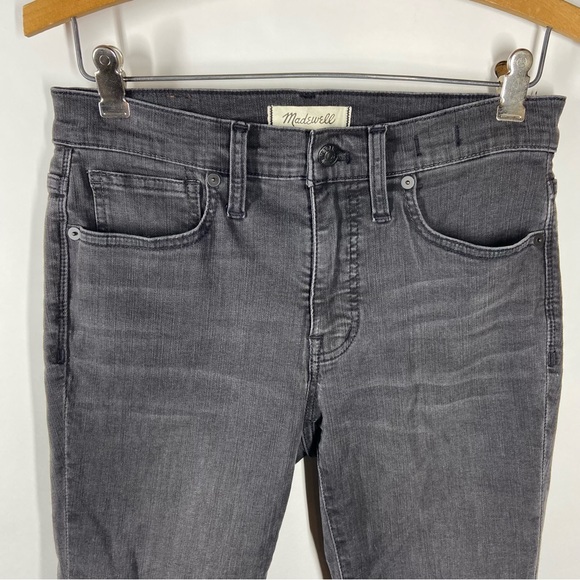 Madewell Size 27 9'' High Rise Skinny Jeans Washed Black Distressed Ripped Knee - Picture 3 of 10